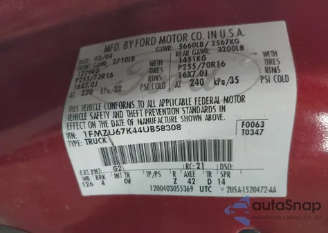 2004 Ford Explorer Sport Trac Adrenalin/Xls/Xlt из США, поврежденный, VIN 1FMZU67K44UB58308